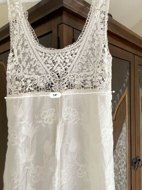 Solitaire White crochet & Embroidered Slip Dress/beach cover-up/ tunic